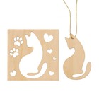 Подвеска деревянная «Кошка» 12х12 см - фото 25416151