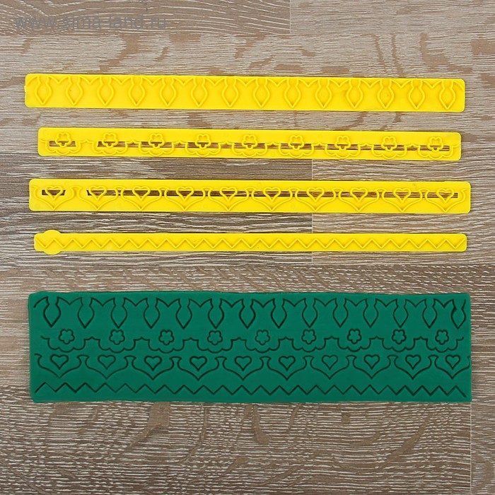 Набор печатей для марципана и теста Доляна «Тесьма», 4 шт, 24×2×0,3 см - Фото 1
