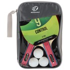Набор для настольного тенниса BOSHIKA Control 9: 2 ракетки, 3 мяча, губка 1.8 мм, коническая ручка - фото 21285912