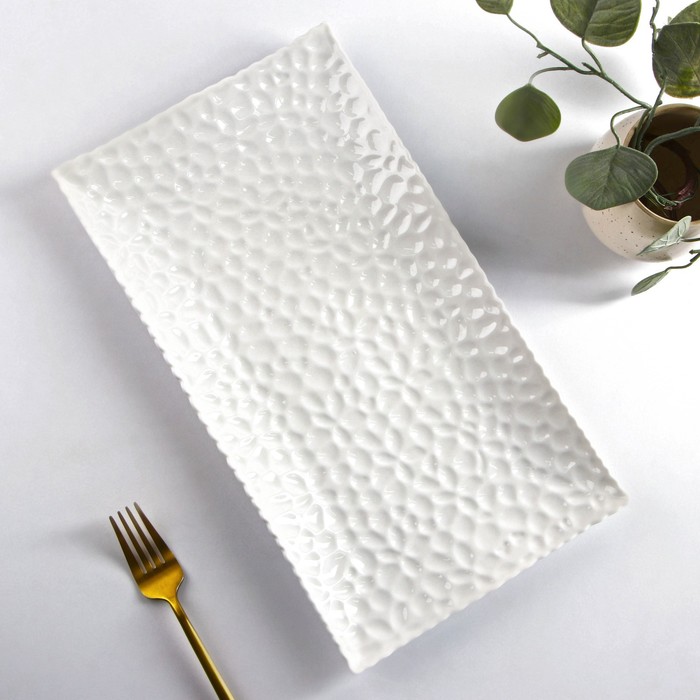 Блюдо керамическое сервировочное «Воздушность», 35,5×19,5 см, цвет белый - Фото 1