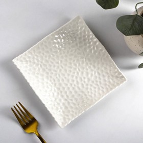 Тарелка керамическая квадратная «Воздушность», d=15 см, цвет белый
