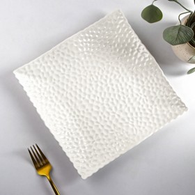 Тарелка керамическая квадратная «Воздушность», d=24 см, цвет белый
