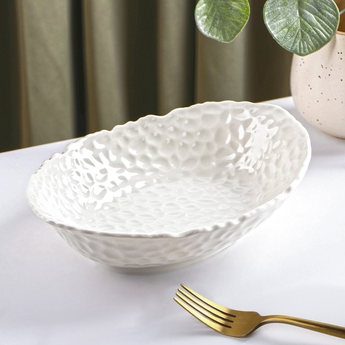 Блюдо керамическое овальное «Воздушность», 400 мл, цвет белый - Фото 1