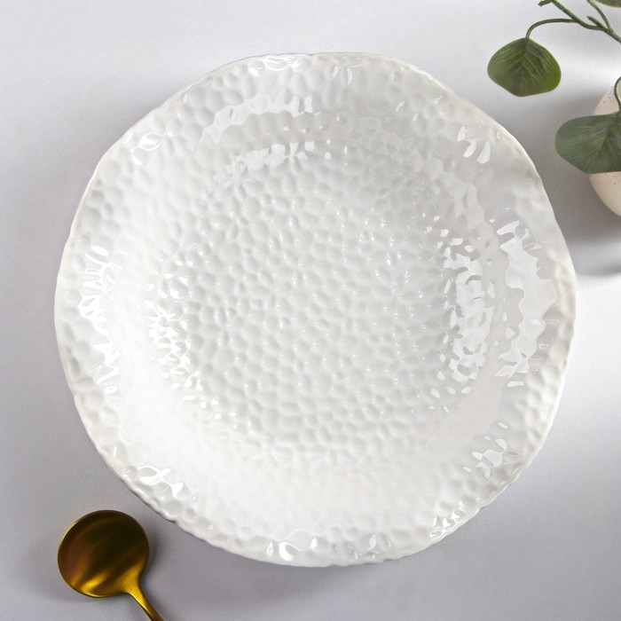 Тарелка керамическая обеденная «Воздушность», 1,1 л, d=28 см, цвет белый - фото 1885453472