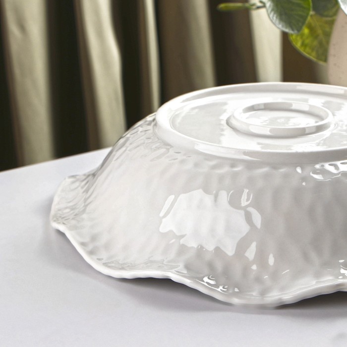 Тарелка керамическая обеденная «Воздушность», 1,1 л, d=28 см, цвет белый - фото 1906073232