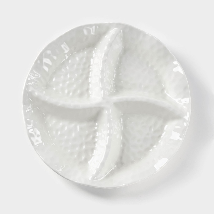 Менажница керамическая 4 ячейки «Воздушность», 19×3 см, цвет белый - Фото 1