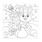 Новогодняя раскраска - магнит «Новый год! Зайчик у ёлочки», 10 х 10 см - Фото 3