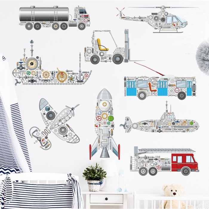 

Наклейка пластик интерьерная цветная "Транспорт. Детальки" набор 6 листов 17,5х27 см