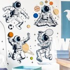 Наклейка пластик интерьерная цветная "Космонавты и спорт" набор 2 листа - фото 9954549