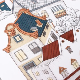 Наклейка интерьерная цветная «Малышка в лодке на домиках», 30×45 см