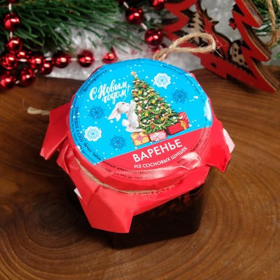 Варенье подарочное новогоднее "Заяц с Ёлкой" из сосновой шишки, 100 мл
