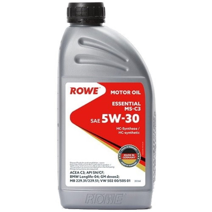 Масло моторное Rowe 5/30 Essential MS-C3 SN/CF, C3, синтетическое, 1 л - Фото 1