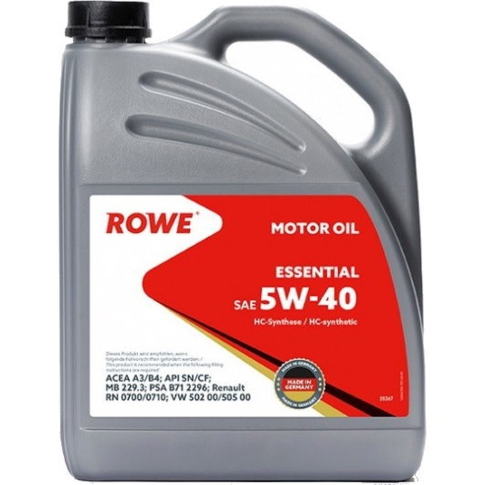 Масло моторное Rowe 5/40 Essential A3/B4,SN/CF, синтетическое, 4 л