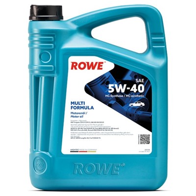 Масло моторное Rowe 5/40 Hightec Multi Formula ACEA C3,API SN, CF SAE НС, синтетическое, 5 л   92599