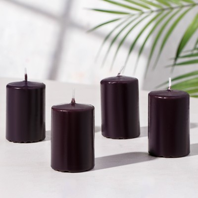 Набор свечей-цилиндров «Интерьерный», 4 шт., 6×4 см, 10 ч, коричневый