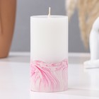 Свеча с бетоном, 5х10 см, бело-розовая - фото 9955386