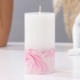 Свеча с бетоном, 5х10 см, бело-розовая