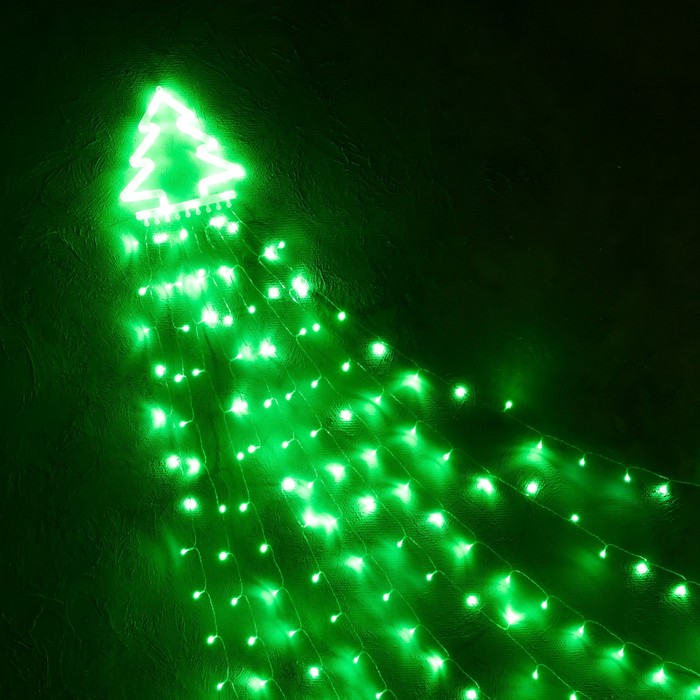 Светодиодная фигура «Ёлка» 3.5 м, пластик, 9 нитей, 220 В, свечение зелёное - фото 1919377393
