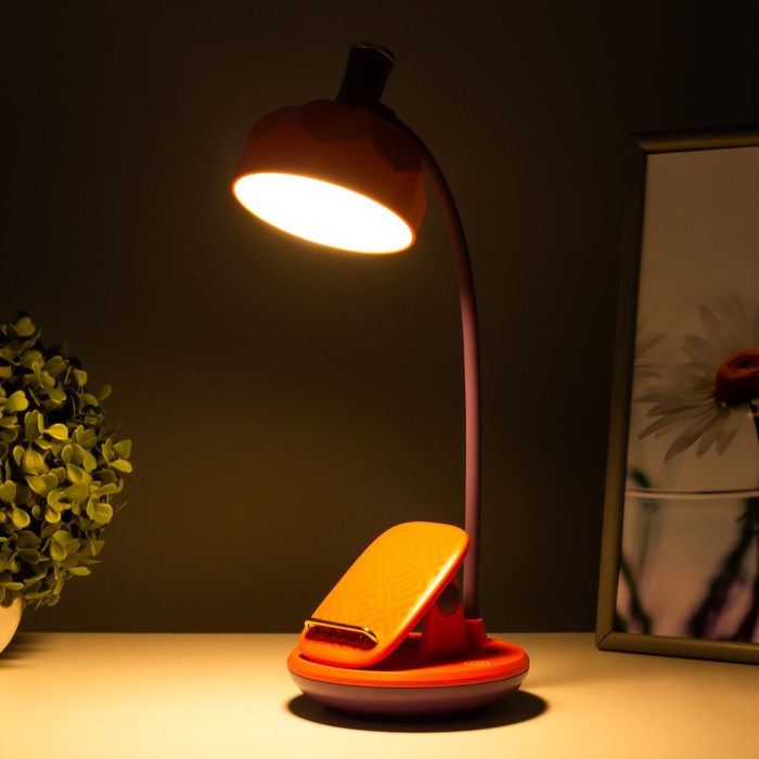 Настольная лампа Эдельс LED 3Вт 3000-6000К USB АКБ оранжевый 12,5х12,5х39,5 см RISALUX - фото 1907521030