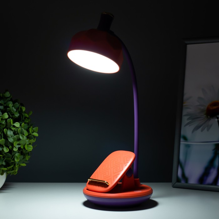 Настольная лампа Эдельс LED 3Вт 3000-6000К USB АКБ оранжевый 12,5х12,5х39,5 см RISALUX - фото 1907521031