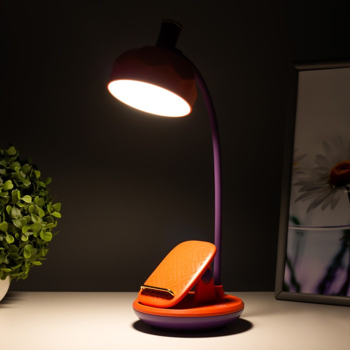 Настольная лампа Эдельс LED 3Вт 3000-6000К USB АКБ оранжевый 12,5х12,5х39,5 см RISALUX - фото 1907521032