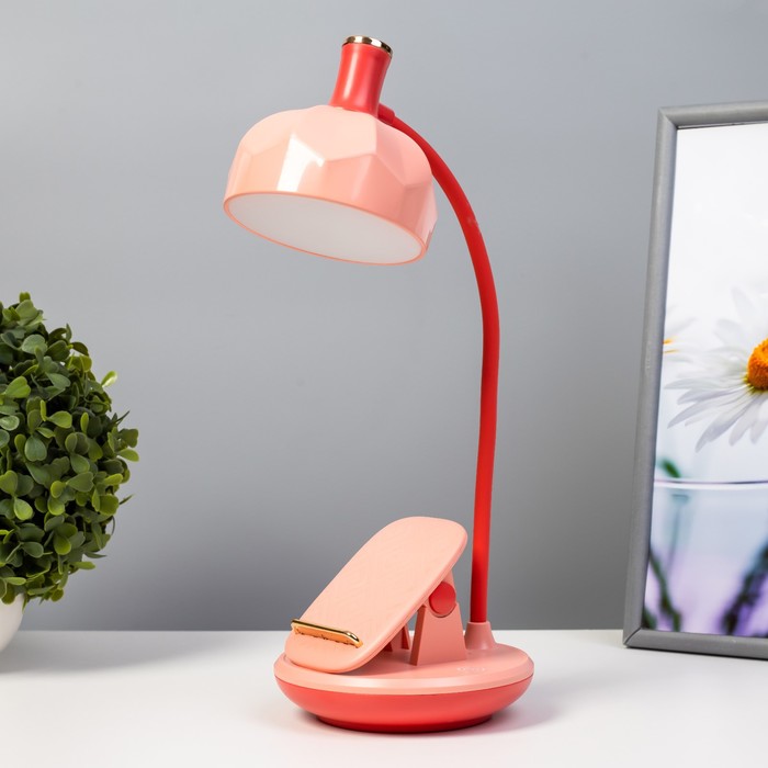 Настольная лампа Эдельс LED 3Вт 3000-6000К USB АКБ розовый 12,5х12,5х39,5 см RISALUX - Фото 1