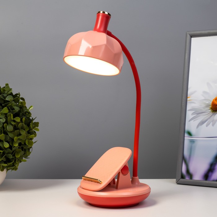 Настольная лампа Эдельс LED 3Вт 3000-6000К USB АКБ розовый 12,5х12,5х39,5 см RISALUX - фото 1907521061