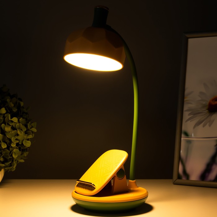 Настольная лампа Эдельс LED 3Вт 3000-6000К USB АКБ желтый 12,5х12,5х39,5 см RISALUX - фото 1907521079
