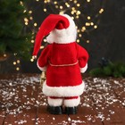 Дед Мороз "С колокольчиками и с фонариком на посохе" 30 см, двигается, красно-белый - фото 3879734