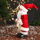 Дед Мороз "С колокольчиками и с фонариком на посохе" 30 см, двигается, красно-белый - фото 3879735