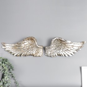 Сувенир полистоун настенный декор "Серебряные крылья" набор 2 шт  размер крыла 18х41х6 см