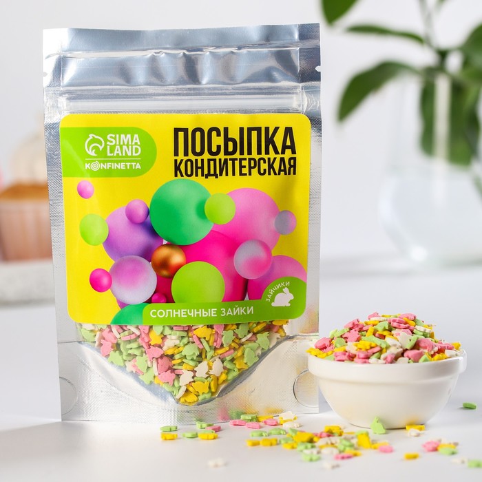 Посыпка микс фигурная и жемчуг «Солнечные зайки», 50 г. - Фото 1