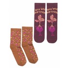 Носки для девочек, размер 16-18, цвет охра, черника  2 шт - Фото 1