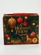 Подарочный набор новогодний «С Новым годом»: чай (50 г), конфеты (110 г), печенье брауни (120 г) - фото 119116005