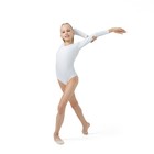 Купальник гимнастический, с длинным рукавом, размер 28, цвет белый - Фото 4