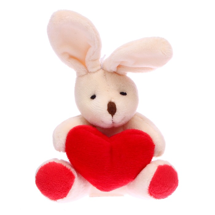 Мягкая игрушка «Заяц», сердечко, на подвеске, цвета МИКС - Фото 1