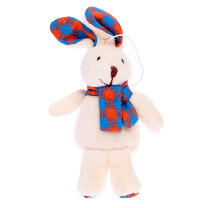 Мягкая игрушка «Кролик с шарфом в клетку», на подвесе, цвета МИКС - Фото 1