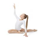 Купальник гимнастический Grace Dance, с длинным рукавом, р. 34, цвет белый - Фото 5