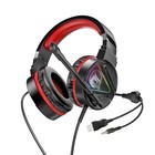Наушники Hoco W104, игровые, накладные, микрофон, USB + 3.5 мм, 2 м, черно-красные - фото 51302212 Наушники Hoco W104, игровые, накладные, микрофон, USB + 3.5 мм, 2 м, черно-красные - фото 51302212