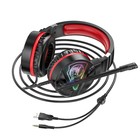 Наушники Hoco W104, игровые, накладные, микрофон, USB + 3.5 мм, 2 м, черно-красные - фото 51302214 Наушники Hoco W104, игровые, накладные, микрофон, USB + 3.5 мм, 2 м, черно-красные - фото 51302214