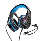 Наушники Hoco W104, игровые, накладные, микрофон, USB + 3.5 мм, 2 м, черно-синие - фото 34741531