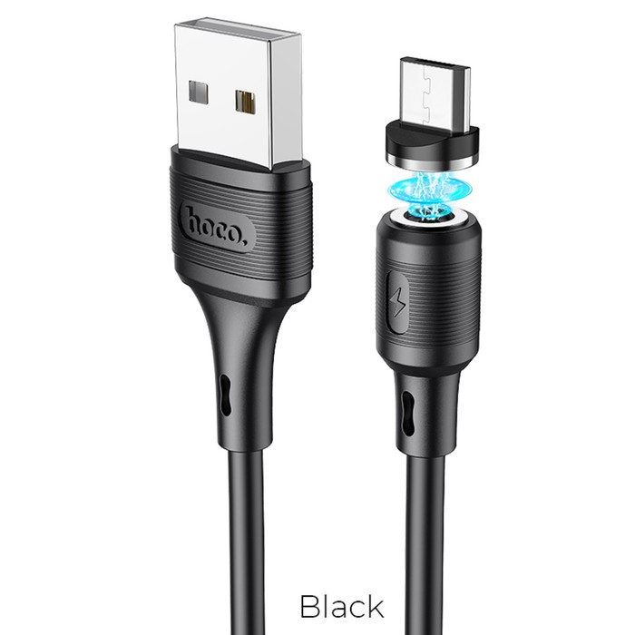 Кабель Hoco X52, microUSB - USB, магнитный разъем, только зарядка, 2.4 А, 1 м, чёрный - фото 51457344