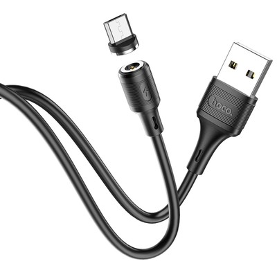 Кабель Hoco X52, microUSB - USB, магнитный разъем, только зарядка, 2.4 А, 1 м, чёрный