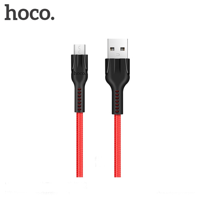 Кабель Hoco U31, microUSB - USB, 2.4 А, 1 м, нейлоновая оплетка, красный - фото 51457364