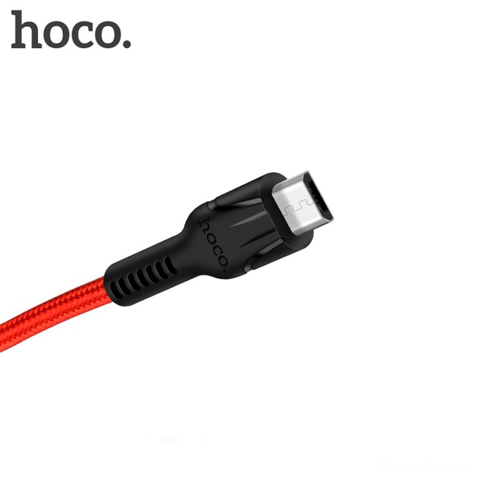 Кабель Hoco U31, microUSB - USB, 2.4 А, 1 м, нейлоновая оплетка, красный - фото 51457366