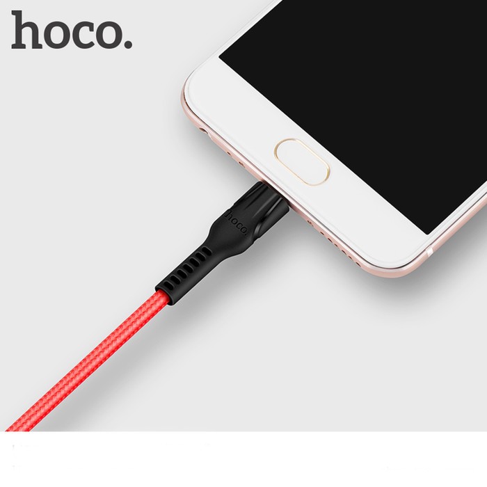 Кабель Hoco U31, microUSB - USB, 2.4 А, 1 м, нейлоновая оплетка, красный - фото 51457367