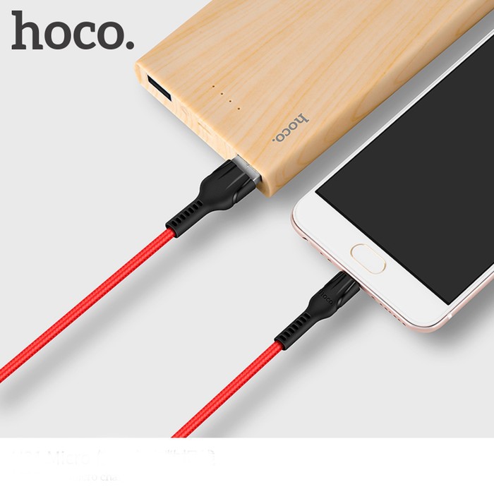 Кабель Hoco U31, microUSB - USB, 2.4 А, 1 м, нейлоновая оплетка, красный - фото 51457368