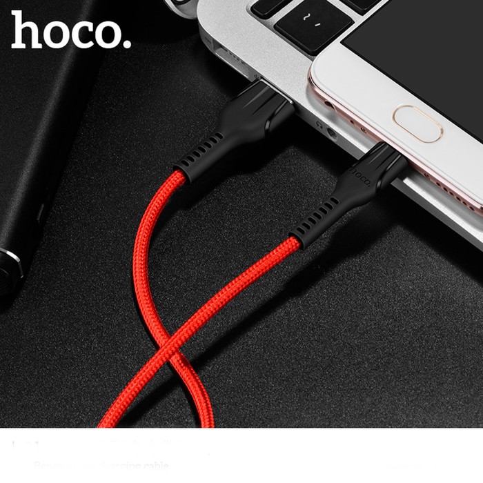 Кабель Hoco U31, microUSB - USB, 2.4 А, 1 м, нейлоновая оплетка, красный - фото 51457369