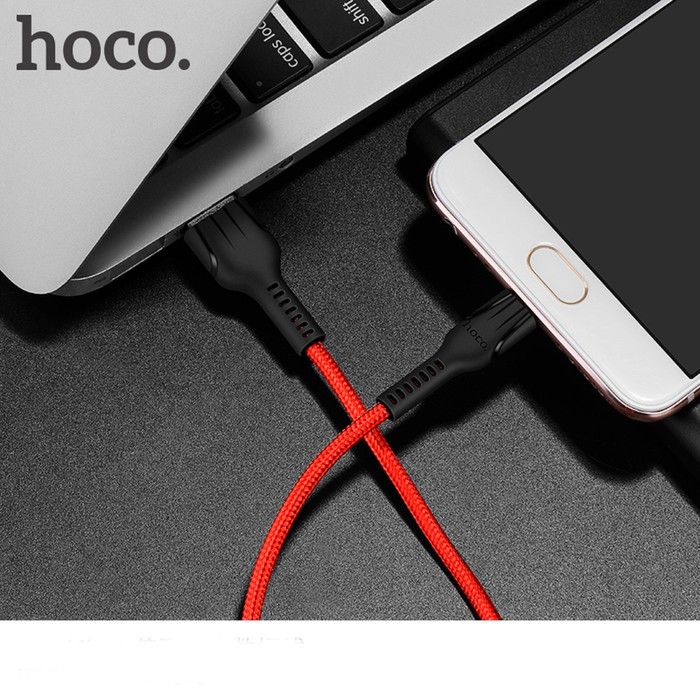 Кабель Hoco U31, microUSB - USB, 2.4 А, 1 м, нейлоновая оплетка, красный - фото 51457370