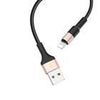 Кабель Hoco X26, Lightning - USB, 2,4 А, 1 м, нейлоновая оплетка, чёрно-золотистый - фото 7791813
